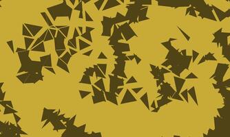 Chaotic and stacked triangle pattern background on dark yellow mustard color. Abstract geometric design vector