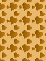 Abstract pattern background with chocolate brown heart shape. Seamless repeat love pattern concept vector