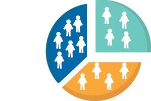 a pie chart with people in different colors vector
