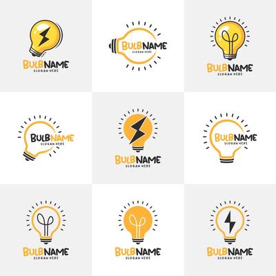 Set of Bulb logo design concept . Bulb Logo Design Template. Creative Symbol. Icon