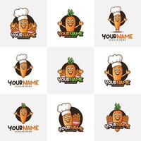 Set of Character Carrot with chef hat logo design concept . Creative Carrot Logo Design Template. vector