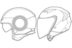 Bundling template helmet half face line art. helmet illustration line art. vector