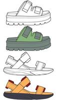 a set of four different colored sandals vector