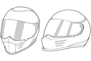 Bundling template helmet full face line art. outline helmet illustration line art. helmet. vector