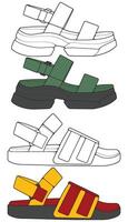 a drawing of different types of sandals vector