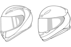 set template helmet full face line art. outline helmet illustration line art. helmet. vector