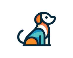 A dog logo with a colorful design vector