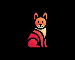 A dog logo with a red and orange color scheme vector
