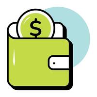 Wallet Business and Finance Circle Color Outline Icon Pack and Illustrations vector