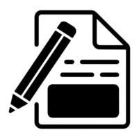 Document with Pencil Icon for Writing and Editing vector