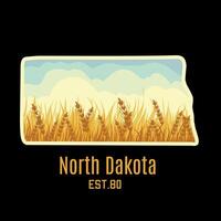 Wheat Field in North Dakota With Calm Sky Scenery vector