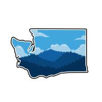 Washington Map State with Mountain Scenery Perfect for Print, Apparel, etc vector