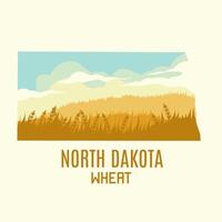 North Dakota Map with Wheat Field view Perfect for Print, Apparel, etc vector