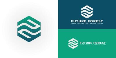 The dynamic logo design features the initials FF creatively integrated into a stylized wave within a hexagonal shape, creating a symbol that evokes a sense of flow, harmony, and environmental sign vector