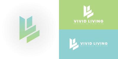 The dynamic logo design features the initials VL creatively integrated into a stylized upward arrow, creating a unique striking symbol that evokes a sense of growth, healing, and improved well-being. vector