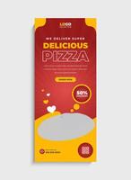 Food menu and delicious pizza roll up banner or standee template vector