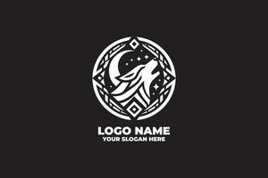 Bold and Balanced, A Howling Wolf Logo with Geometric Harmony vector