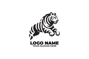 Dynamic Leaping Tiger Logo with Bold, Striking Stripes vector