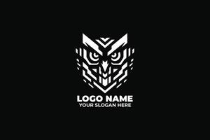 The Watchful Guardian, A Digital Owl Logo with Bold, Sharp Lines vector