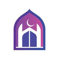 Simple Islamic Door and Window Shape Logo Icon on White Background Minimalist and Elegant Design vector