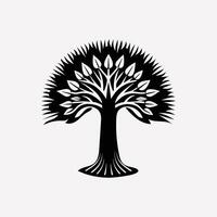 Tree Icon with Canopy on White Background Nature Illustration vector