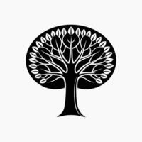 Tree Icon with round Canopy on White Background Minimalist Nature Illustration vector