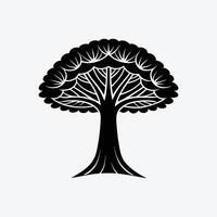 Tree Icon with round Canopy on White Background minimalist vector
