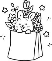rabbit with a gift vector