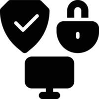Cybersecurity, Computer Security Glyph Solid Icon vector