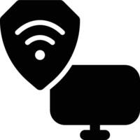Wireless Security, Network Security Glyph Solid Icon vector