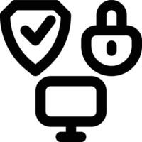 Cybersecurity, Computer Security Outline Icon vector