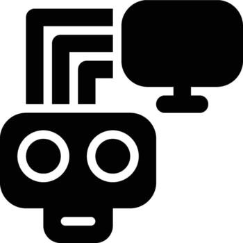 Zombie Computer, Computer Attack Glyph Solid Icon vector