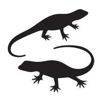 Black isolated silhouette of lizard on white background vector