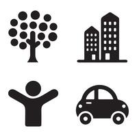 Simple Icons of Nature, People, and Transportation vector