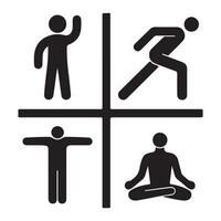 Four diverse stick figure illustrations depicting various physical postures. vector