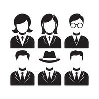 A collection of simple, black and white, business-related profile icons. vector