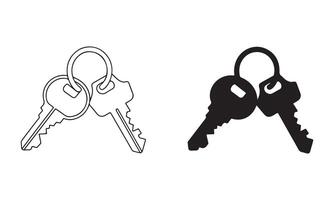 Two Keys on a Ring, Black and White Versions vector