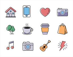 A colorful set of some regular icon vector