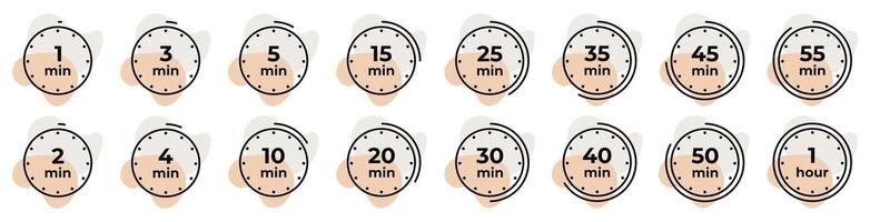 Timer, clock, stopwatch isolated set icons. Countdown timer symbol icon set. illustration vector
