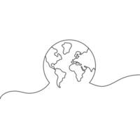 Planet, Globe, Earth drawn in continuous line. One line drawing, minimalism. illustration vector