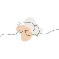 Two speech bubbles continuous one line drawing doodle, black and white minimalist linear illustration vector