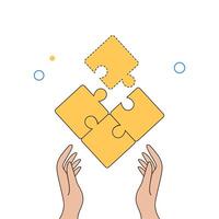 Putting together a puzzle. Business solutions, success and strategy concept. illustration vector