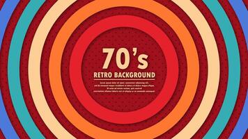 Retro 1970s geometric design with vibrant colors and circular patterns. Futuristic retro style, great for vintage or modern creative projects. vector