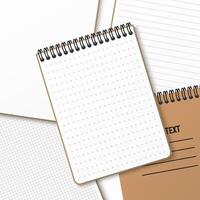 A notebook with a horizontal spring coil lies on top of another notebook. Notepad with dotted white sheet. illustration isolated on white background vector