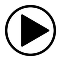Black play button in a circle on a white isolated background. Playback icon suitable for media, streaming, or digital designs. vector