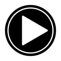 Black play symbol in a circle on a white background. Simple playback icon ideal for multimedia, streaming, or app designs. vector