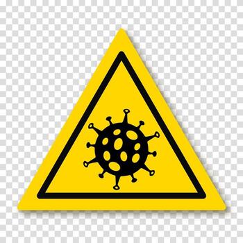 Yellow triangular sign of danger of infection with a virus. Monkeypox disease prevention concept. illustration on a transparent background. vector