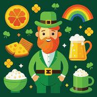 Happy St. Patrick's Day a man with a green hat vector