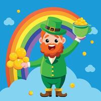 Happy Leprechaun with Gold vector