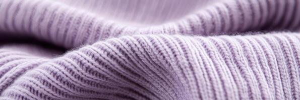 Close-up of purple knitted fabric with detailed texture and soft folds photo